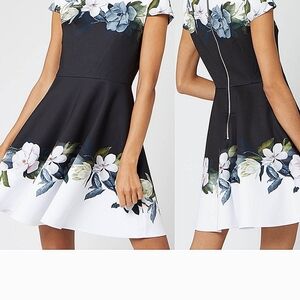 TED BAKER Floral Black and White Dress Size US 6